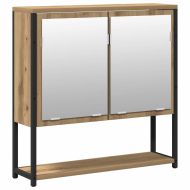 Комплект мебели за баня с рафт 2 pcs Кафяво Инженерно дърво