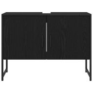 Комплект мебели за баня с рафт 3 pcs Черно Инженерно дърво