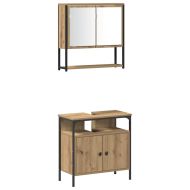 Комплект мебели за баня с рафт 3 pcs Кафяво Инженерно дърво