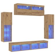 Комплект ТВ шкаф 6 pcs дъб артизан Инженерно дърво