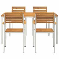 Комплектзахраненевградината 5 pcs Кафяво Масивно акациево дърво