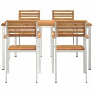 Комплектзахраненевградината 5 pcs Кафяво Масивно тиково дърво