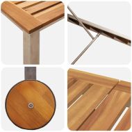 Шезлонги 2бр с маса 2-човек 3 pcs Кафяво Солидно акациево дърво