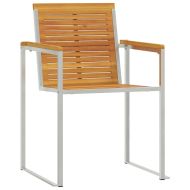 Шезлонгзаслънчевибани 3 pcs Кафяво Масивно акациево дърво