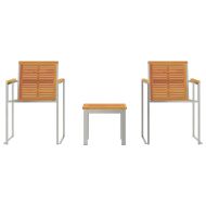 Шезлонгзаслънчевибани 3 pcs Кафяво Масивно акациево дърво