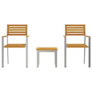 Комплектзахраненевградината 3 pcs Кафяво Солиден тиково дърво