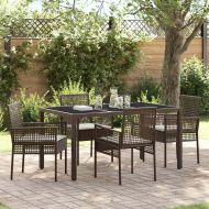 Комплект за хранене в градината 5 pcs Кафяво Полиратан