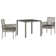 Комплект за хранене в градината 3 pcs Сив Полиратан