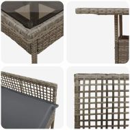 Комплект за хранене в градината 3 pcs Сив Полиратан