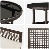 Комплект за хранене в градината 3 pcs Кафяво Полиратан