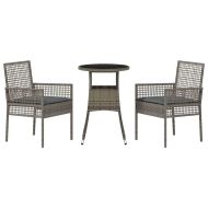 Комплект за хранене в градината 3 pcs Сив Полиратан