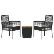 Градински бистро комплект 3 pcs Черно Полиратан