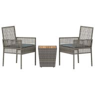 Градински бистро комплект 3 pcs Сив Полиратан