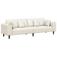 Велурен диван с възглавница Крем 208 см Кадифе