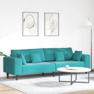 Велурен диван с възглавница Тюркоаз 208 см Кадифе