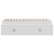 Легло с място за съхранение Бяло 90 x 200 cm Инженерно дърво