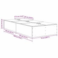 Легло с място за съхранение Циментено сиво 70 x 190 cm