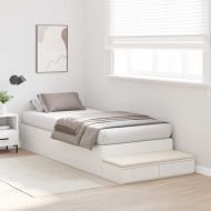 Легло с място за съхранение Бяло 90 cm Инженерно дърво