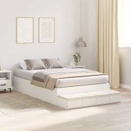 Легло с място за съхранение Бяло 120 cm Инженерно дърво