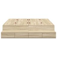 Легло с място за съхранение Сонома дъб 135 cm Инженерно дърво