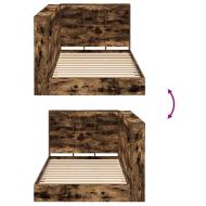 Легло с библиотека Опушен дъб 75 x 190 cm Инженерно дърво