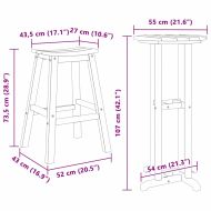 Комплект бар за градина 3 pcs Бяло HDPE