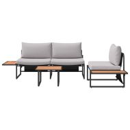 Комплект за хранене в градината 3 pcs Светлосиво Стомана