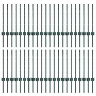 Оградни стълбове 44 pcs Зелен 100 cm Стомана