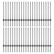 Оградни стълбове 44 pcs Сив 120 cm Стомана