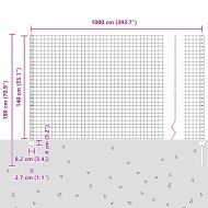 Ограда и колче Сив 1,4 x 10 m Стомана