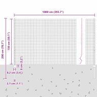 Ограда и колче Сив 1,5 x 10 m Стомана