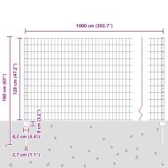 Ограда и колче Сив 1,2 x 10 m Стомана