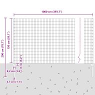Ограда и колче Сив 1,5 x 10 m Стомана