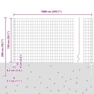 Ограда и колче Сив 1,5 x 10 m Стомана