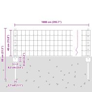 Ограда и колче Сив 0,4 x 10 м Стомана