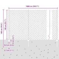 Ограда и колче Сребрист 1,4 x 10 m Стомана