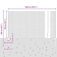 Ограда и колче Сребрист 1,5 x 10 m Стомана