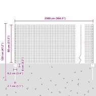 Ограда и колче Сив 0,8 x 25 m Стомана