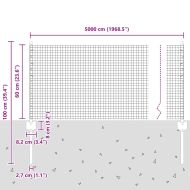 Ограда и колче Сив 0,6 x 50 м Стомана