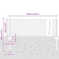 Ограда и колче Сив 0,4 x 10 м Стомана