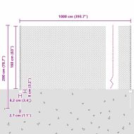Ограда и колче Сив 1,6 x 10 m Стомана