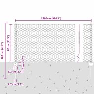 Ограда и колче Сив 0,8 x 25 m Стомана