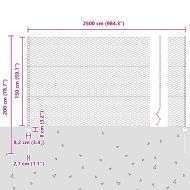 Ограда и колче Сив 1,5 x 25 m Стомана