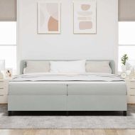 Легло с пружинирана основа Светлосиво 200 x 200 cm Кадифе