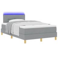 LED кутия за пружини с легло Светлосиво 120 x 200 cm текстил