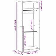 Гардероб Черен дъб 80 x 50 x 200 см Инженерно дърво