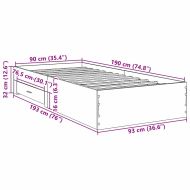 Рамка за легло с чекмедже Кафяво 90 x 190 cm Инженерно дърво