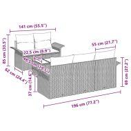 Комплект дивани с възглавница 6 pcs Черно полиратан