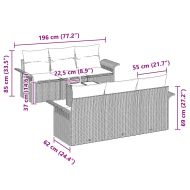 Градински Софа Комплект 7 pcs Светлосиво полиратан