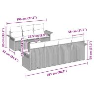 Градински Софа Комплект с възглавница 8 pcs Сив полиратан
